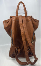 Load image into Gallery viewer, Aldo Womens Brown Faux Leather Zipper Pockets Adjustable Strap Luxury Backpack