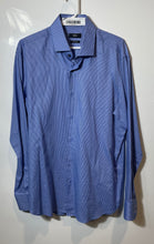 Load image into Gallery viewer, Hugo Boss Mens Blue Micro Check Regular Fit Easy Iron Dress Shirt Size 42