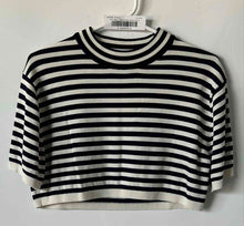 Load image into Gallery viewer, Zara Womens White Black Striped Short Sleeve Cropped Pullover Sweater Size Sz S