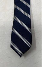 Load image into Gallery viewer, Michael Kors Mens Blue White Striped Silk Adjustable Long Formal Designer Tie