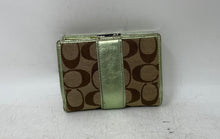 Load image into Gallery viewer, Coach Womens Brown Signature Print Jacquard ID Window Card Holder Bifold Wallet