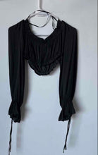 Load image into Gallery viewer, Forever 21 Womens Black Long Sleeve Off-The-Shoulder Cropped Blouse Top Size M