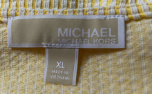 Load image into Gallery viewer, Michael Kors Womens Yellow White Striped Short Sleeve Wrap Blouse Top Size XL
