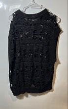 Load image into Gallery viewer, Zara Womens Black Sleeveless V-Neck Pullover Crochet Vest Sweater Size L-XL