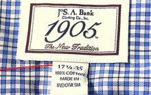 Load image into Gallery viewer, Jos. A. Bank Mens Blue Plaid Print Cotton Long Sleeve Dress Shirt Size 17.5