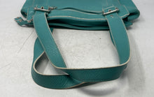 Load image into Gallery viewer, Fossil Womens Aqua Green Leather Bottom Studs Double Handle Shoulder Bag