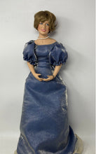 Load image into Gallery viewer, Blue Evening Gown Pearl Necklace Short Brown Hair Collectible Porcelain Doll
