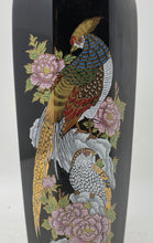 Load image into Gallery viewer, Black Ceramic Floral & Bird Hexagonal Shaped Signed Decorative Vase Collectible