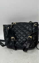 Load image into Gallery viewer, Badgley Mischka Womens Black Gold Quilted Adjustable Strap Shoulder Backpack
