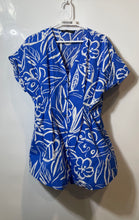 Load image into Gallery viewer, Zara Womens Blue White Printed Short Sleeve Button Front Mini Dress Size Large