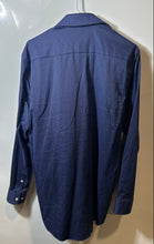Load image into Gallery viewer, Perry Ellis Mens Blue Polka Dot Cotton Slim Fit Dress Shirt Size 15.5 34/35