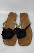 Load image into Gallery viewer, Kate Spade New York Womens Black Wooden Flower Flat Thong Sandals Size 8.5 B