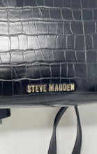 Load image into Gallery viewer, Steve Madden Womens Black Croc-Embossed Inner Pockets Turn Lock Crossbody Purse