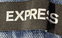 Load image into Gallery viewer, Express Womens Blue Denim Pockets Super High-Rise Raw Hem Mom Shorts Size 2