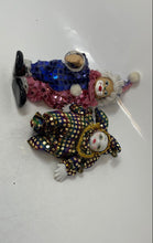 Load image into Gallery viewer, Lot Of 2 Small Collector Jester Harlequin Clown Porcelain Dolls In Sequin Outfit