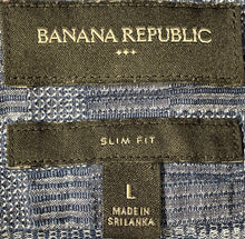Load image into Gallery viewer, Banana Republic Mens Blue Print Collared Short Sleeve Button-Up Shirt Size Large