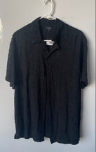 Load image into Gallery viewer, Express Mens Black Collared Short Sleeve Lightweight Button-Up Shirt Size L