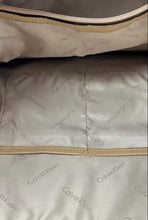 Load image into Gallery viewer, Calvin Klein Womens Beige Leather Front Zipper Pocket Double Handle Shoulder Bag