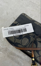 Load image into Gallery viewer, Coach Womens Black Beige Signature Print Corner Zip Wristlet Wallet