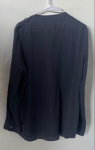 Load image into Gallery viewer, Calvin Klein Womens Blue Long Sleeve Zipper Button Front Blouse Top Size XL