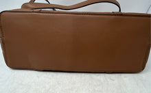 Load image into Gallery viewer, Steve Madden Womens Brown Leather Embossed Logo Double Handle Shoulder Bag