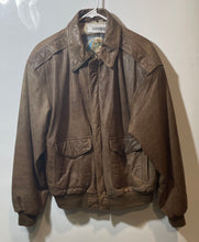 Load image into Gallery viewer, Durkee's Express Mens Brown Leather Long Sleeve Flight Bomber Jacket Size Medium