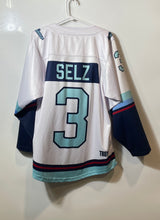 Load image into Gallery viewer, Troy Mens White Red Blue NHL Florida Alliance #3 Long Sleeve Jersey Size Small