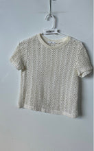 Load image into Gallery viewer, Mango Womens White Crochet Short Sleeve Crew Neck Regular Fit Blouse Top Size XS