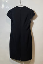 Load image into Gallery viewer, Tahari Womens Black Cap Sleeve Stretch Back Zip V-Neck Slit Sheath Dress Size 8