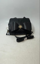 Load image into Gallery viewer, Crossi Womens Black Leather Bow Detachable Crossbody Strap Satchel Bag With Tag