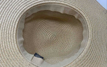 Load image into Gallery viewer, Vince Camuto Womens Beige Wide Brim Brown Ribbon Adjustable Straw Hat One Size