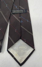 Load image into Gallery viewer, Christian Dior Mens Brown Striped Adjustable Formal Designer Tie