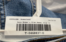 Load image into Gallery viewer, Zara Womens Blue Denim Medium Wash Button Front Back Pocket Wide-Leg Jeans Sz 12