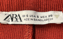 Load image into Gallery viewer, Zara Womens Dark Red Ribbed Knit Sleeveless Crew Neck Pullover Tank Top Size S