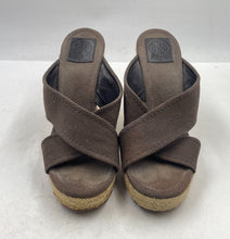 Load image into Gallery viewer, Authentic Tory Burch Womens Brown Wedge Espadrille Heels Size 10M Stained