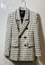 Load image into Gallery viewer, Zara Womens White Black Check Double-Breasted Long Sleeve One Button Blazer XS