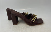 Load image into Gallery viewer, Liliana Womens Brown Leather Open Toe Block Heel Slip-On Slide Sandals Size 6.5