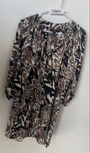 Load image into Gallery viewer, Alfani Womens Black Brown Animal Print 3/4 Sleeve Tunic Top Size 14