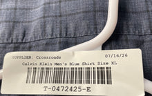 Load image into Gallery viewer, Calvin Klein Mens Blue Plaid Cotton Long Sleeve Collared Button-Up Shirt Size XL