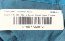 Load image into Gallery viewer, Calvin Klein Mens Green Long Sleeve Collared Slim Fit Dress Shirt Size Medium