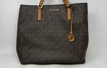 Load image into Gallery viewer, Michael Kors Womens Brown Signature Print Shoulder Tote Handbag