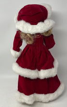 Load image into Gallery viewer, Vintage Collectible Blonde Curly Hair Play Doll In Red Christmas Dress w/ Stand