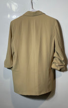 Load image into Gallery viewer, Zara Womens Beige Gathered 3/4 Sleeve Shawl Lapel Open Front Blazer Size M
