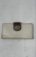 Load image into Gallery viewer, Coach Womens Brown Beige Leather ID & Credit Card Slots Turn Lock Bifold Wallet