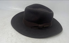 Load image into Gallery viewer, Indiana Jones Mens Brown Wool Ribbon Band Bow Wide Brim Fedora Hat Size Medium