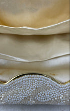 Load image into Gallery viewer, Unbranded Womens White Beaded Lined Flap Over Mini Top Handle Bag