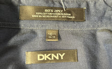 Load image into Gallery viewer, DKNY Mens Blue 80's 2 Ply Cotton Pointed Collar Long Sleeve Dress Shirt Sz 16.5
