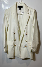 Load image into Gallery viewer, Forever 21 Womens Cream Long Sleeve Double Breasted Blazer Size Medium