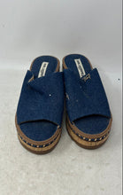 Load image into Gallery viewer, Karl Lagerfeld Womens Clarina Blue Slip-On Denim Block Platform Heels Size 8M