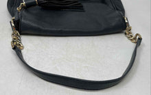 Load image into Gallery viewer, Michael Kors Womens Bedford Black Pebbled Leather Tassel Shoulder Handbag